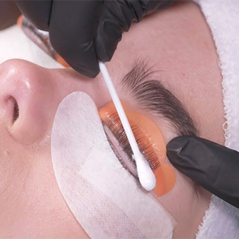 remove lamination lotion with Q-Tip