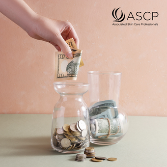 Woman putting money in a jar