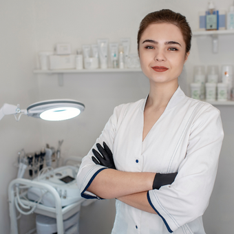 esthetician in her treatment room
