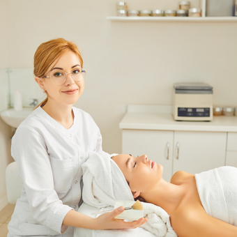 esthetician in the treatment room
