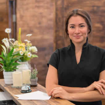 business owner working at the spa