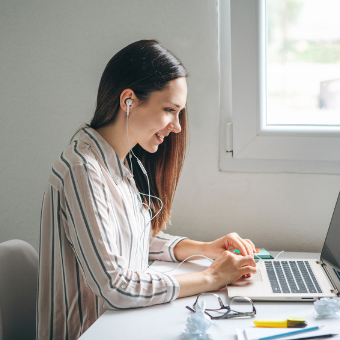 ASCP member on her laptop